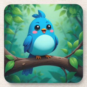 Cute Cartoon Blue Bird Coaster