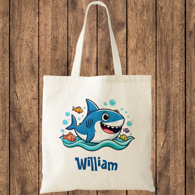 Cute Cartoon Blue Shark Tote Bag (Creator Uploaded)