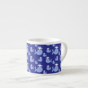 Cute Cartoon Blue Whale Pattern Espresso Cup