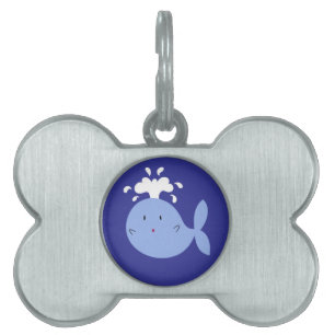 Cute Cartoon Blue Whale Pet ID Tag