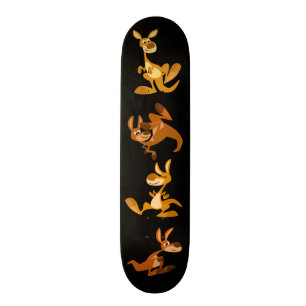 Cute Cartoon Bouncy Kangaroos Skateboard