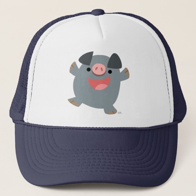 Cute Cartoon Bouncy Pig Hat (Front)