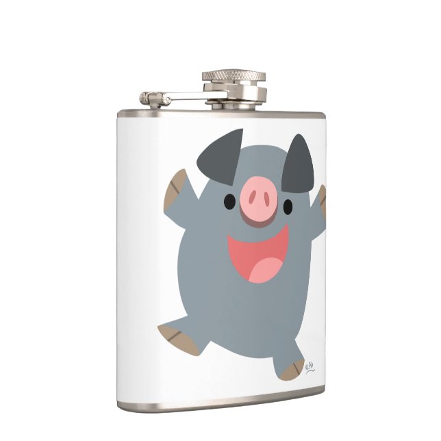 Cute Cartoon Bouncy Pig Hip Flask (Right)