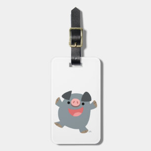 Cute Cartoon Bouncy Pig Luggage Tag