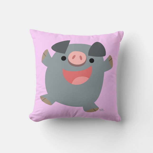 Cute Cartoon Bouncy Pig Pillow (Front)
