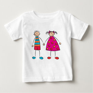 Cute Cartoon Boy and Girl Equals Love T-shirt
