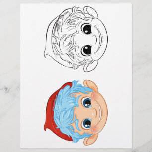 Cute Cartoon boy colouring page