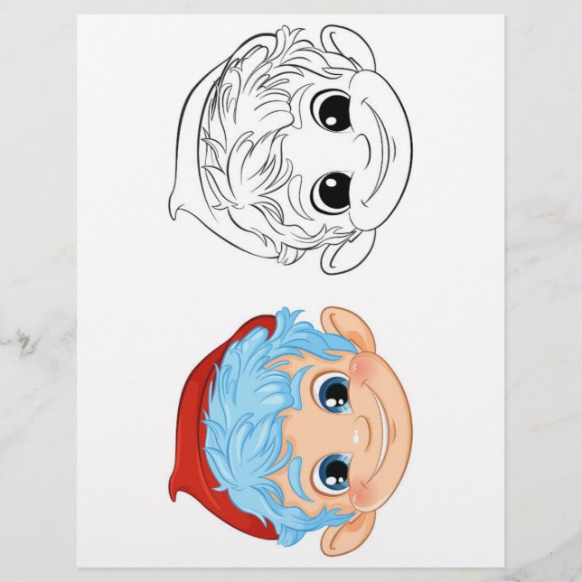Cute Cartoon boy colouring page (Front)