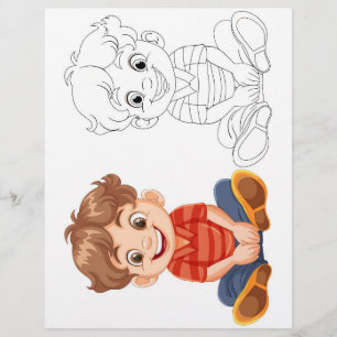 Cute Cartoon boy colouring page