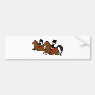 Cute cartoon boy girl riding dressage horses bumper sticker
