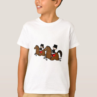 Cute cartoon boy girl riding dressage horses T-Shirt