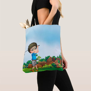 Cute Cartoon Boy Golfing Fun Golf Lover Design  Tote Bag