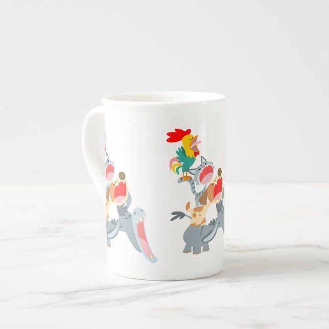 Cute Cartoon Bremen Town Musicians Bone China Mug (Front Left)