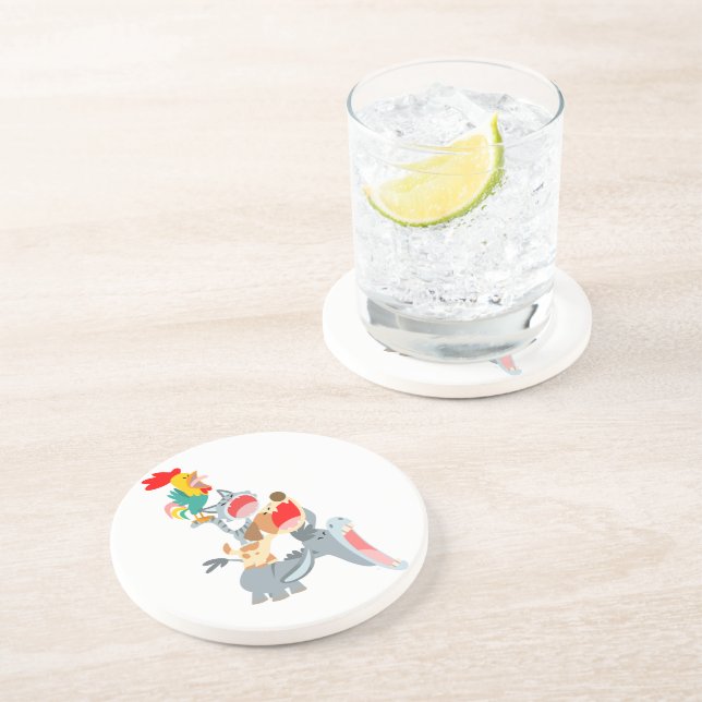 Cute Cartoon Bremen Town Musicians Coaster (Side)