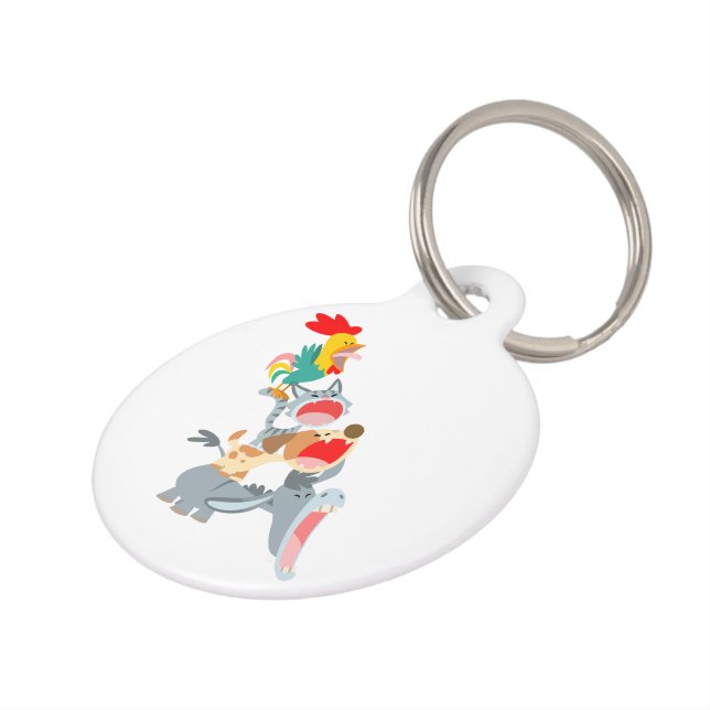 Cute Cartoon Bremen Town Musicians Dog Tag (Side)