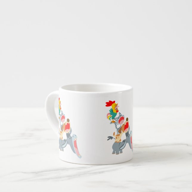 Cute Cartoon Bremen Town Musicians Espresso Mug (Front Left)