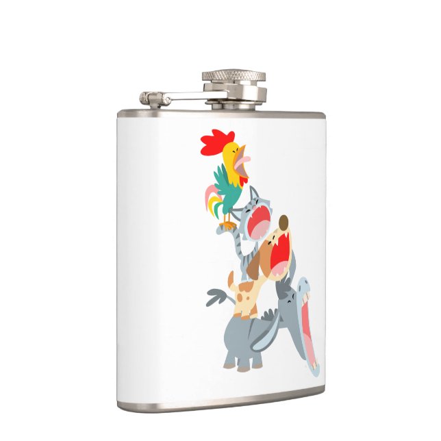 Cute Cartoon Bremen Town Musicians Hip Flask (Right)