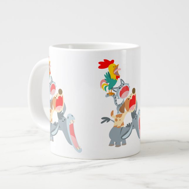 Cute Cartoon Bremen Town Musicians Jumbo Mug (Front Left)
