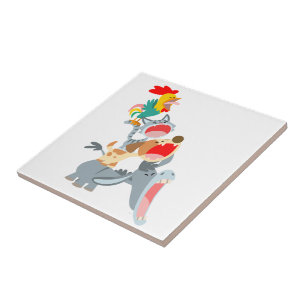 Cute Cartoon Bremen Town Musicians Tile