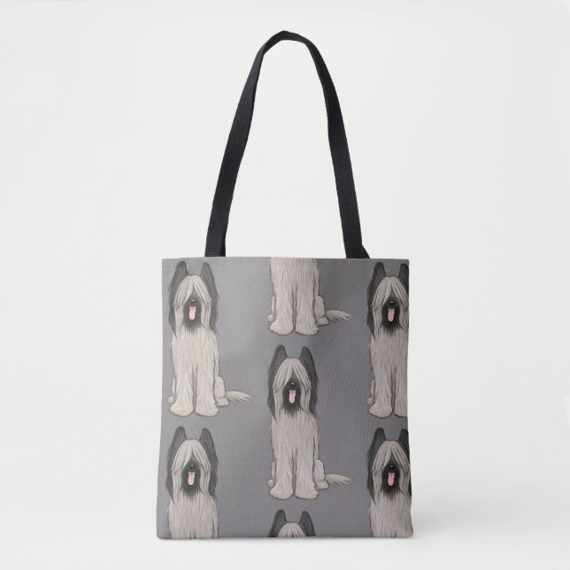 Cute Cartoon Briard Dog Pattern Tote Bag (Front)