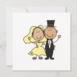 Cute Cartoon Bride and Groom Whimsical Wedding Inv Invitation