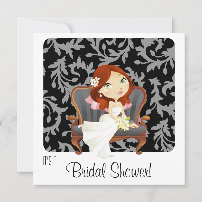 Cute Cartoon Bride Bridal Shower Invitation (Front)