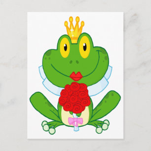 cute cartoon bride froggy frog postcard
