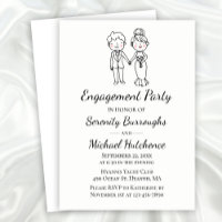 Cute Cartoon Bride Groom Wedding Engagement Party