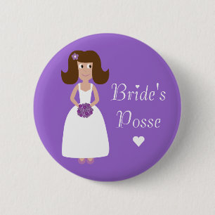 Cute Cartoon Bride's Posse Bachelorette Party 6 Cm Round Badge