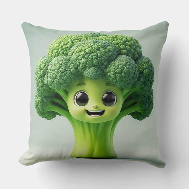 Cute Cartoon Broccoli Character Cushion (Front)