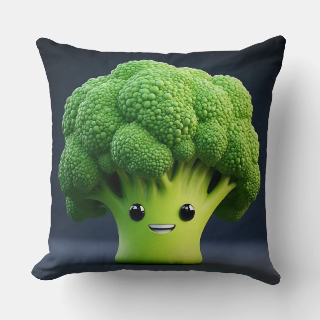 Cute Cartoon Broccoli Character Cushion (Front)