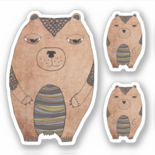 Cute Cartoon Brown Grizzly Bear Illustration Cut