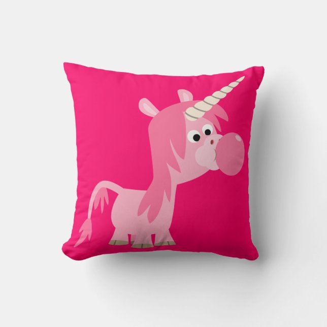 Cute Cartoon Bubble Gum Unicorn Pillow (Front)