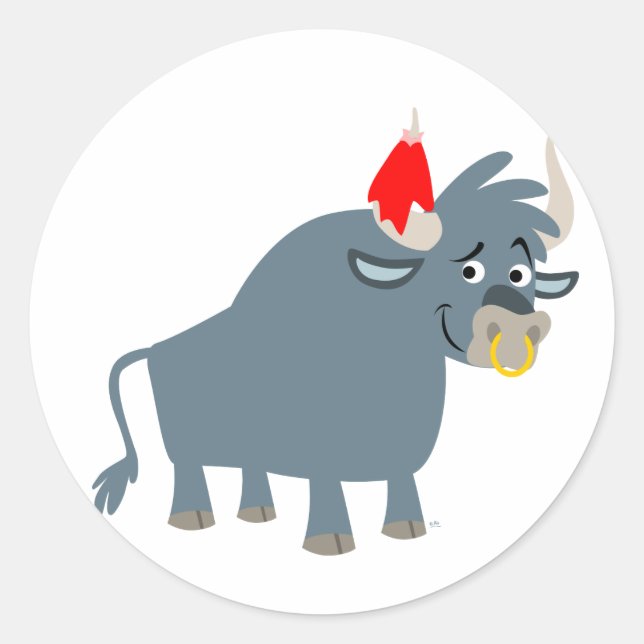 Cute Cartoon Bull sticker (Front)