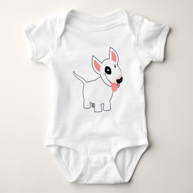 Cute Cartoon Bull Terrier Baby Clothing Bodysuit (Front)