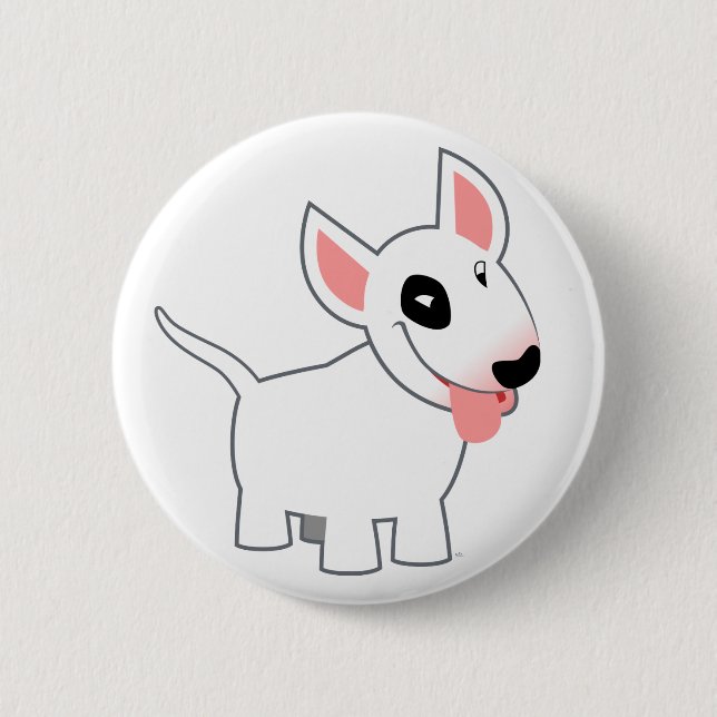 Cute Cartoon Bull Terrier Button Badge (Front)