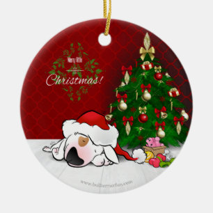 Cute Cartoon Bull Terrier Christmas Ornament