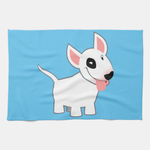 Cute Cartoon Bull Terrier Tea Towel