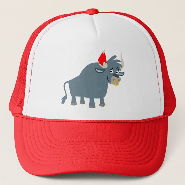 Cute Cartoon Bull Trucker Hat (Front)