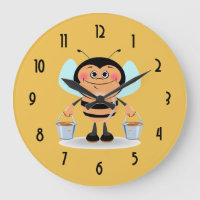 Cute Cartoon Bumble Bee Carrying Buckets of Honey