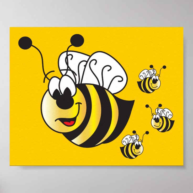 Cute Cartoon Bumble Bees Poster | Zazzle