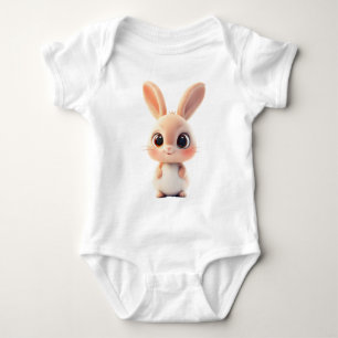 Cute Cartoon Bunny – Big-Eyed Rabbit Design Baby Bodysuit