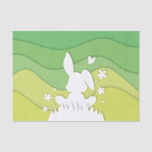 Cute cartoon bunny floral paper cut cartoon