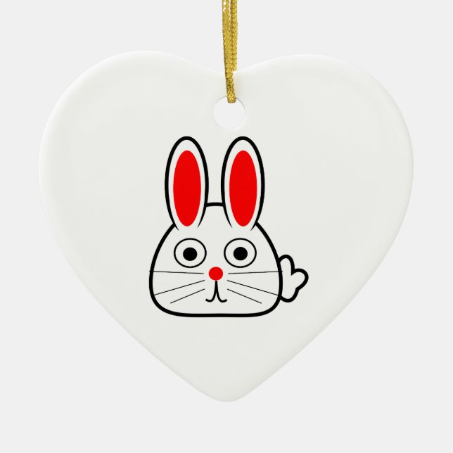 Cute Cartoon Bunny Rabbit Ceramic Tree Decoration (Front)