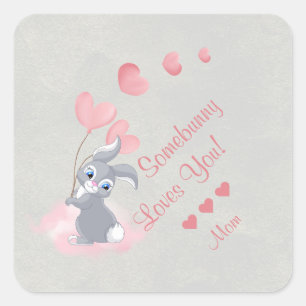 Cute Cartoon Bunny Valentine Sticker