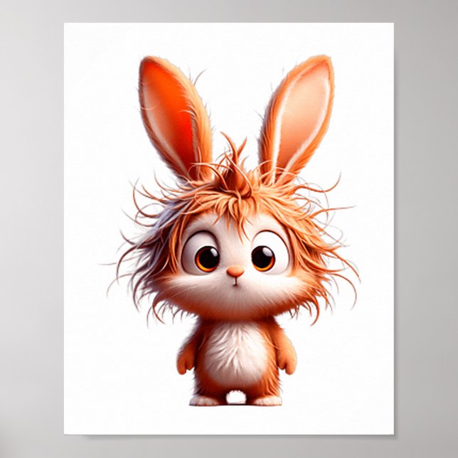 Cute Cartoon Bunny With Funny Expression  Poster (Front)