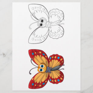 Cute Cartoon butterfly colouring page