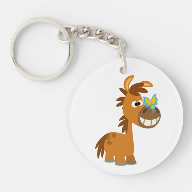 Cute Cartoon Butterfly Pony Acrylic Keychain (Front)