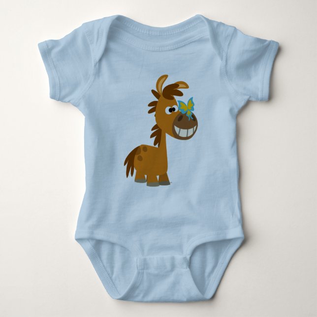 Cute Cartoon Butterfly Pony  Baby Apparel Bodysuit (Front)