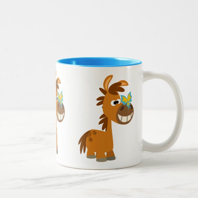 Cute Cartoon Butterfly Pony Two-Tone Coffee Mug (Right)